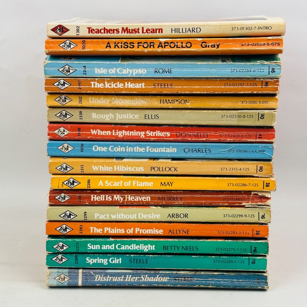 Vintage Harlequin Romance 16 Paperback Book Lot Most Red Edge 70s 80s